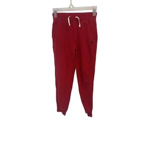 Polo Ralph Lauren Sweatpants Boys Small 8 Red Jogger Fleece Drawstring Pony